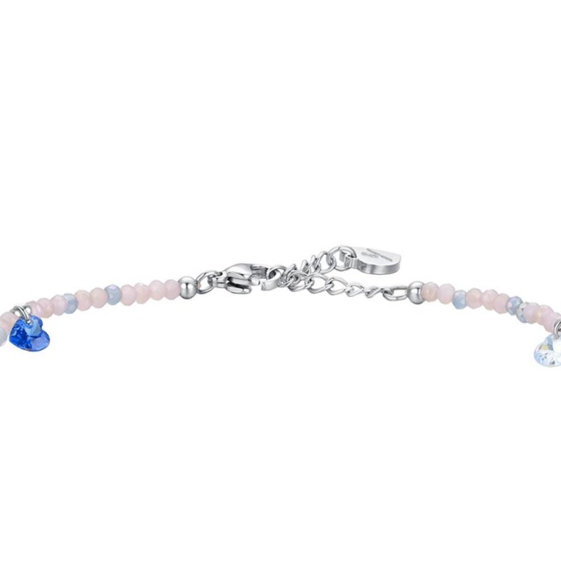 Luca Barra - Cavigliera Donna - Acciaio - Pietre Rosa - Cristalli