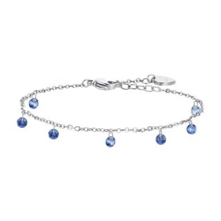 Luca Barra - Cavigliera Donna Acciaio - Zirconi Blu Eleganza