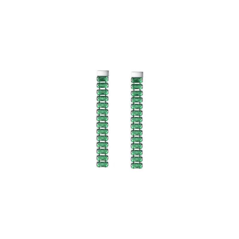 Luca Barra - Orecchini Donna Acciaio - Zirconi Verdi - 3,5 Cm
