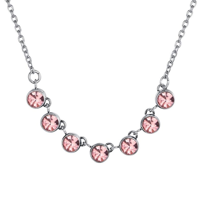 Luca Barra - Collana Donna - Acciaio - Cristalli Rosa