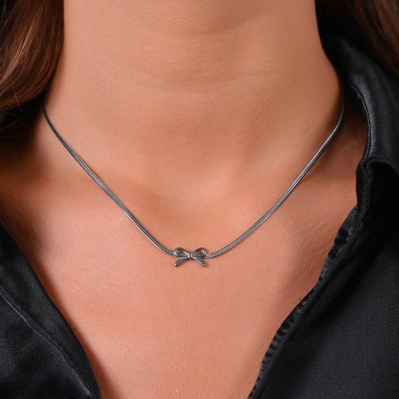 Luca Barra - Collana Donna Fiocco - Acciaio - Elegante