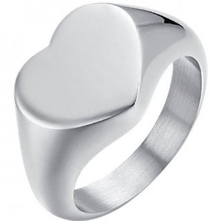 Luca Barra - Anello Sigillo Cuore - Acciaio - Donna