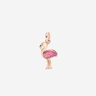 Dodo - Ciondolo Fenicottero - Oro Rosa 9K - Smalto Perlato Rosa