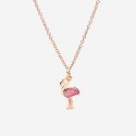 Dodo - Ciondolo Fenicottero - Oro Rosa 9K - Smalto Perlato Rosa