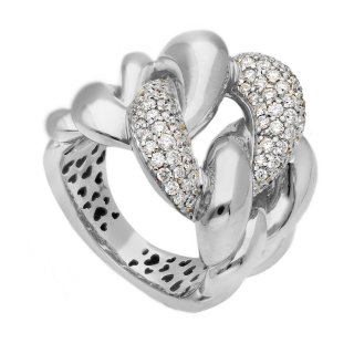 Songa Antonio - Anello Maglia - Oro Bianco - Diamanti G Si