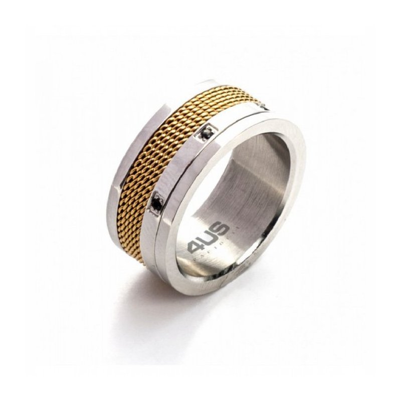 Anello A Fascia E Zirconi Neri