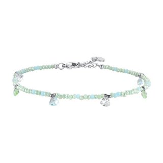 Luca Barra - Cavigliera Donna Acciaio - Pietre Verde Acqua - Cristalli