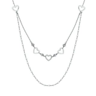 Luca Barra - Collana Donna Multifilo - Acciaio - Cuori Traforati