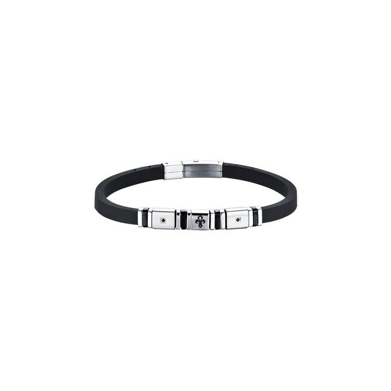 Luca Barra - Bracciale Uomo - Silicone Nero - Acciaio Ip Nero