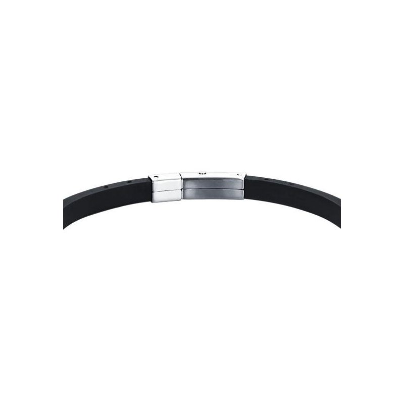 Luca Barra - Bracciale Uomo - Silicone Nero - Acciaio Ip Nero