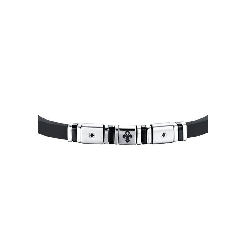 Luca Barra - Bracciale Uomo - Silicone Nero - Acciaio Ip Nero