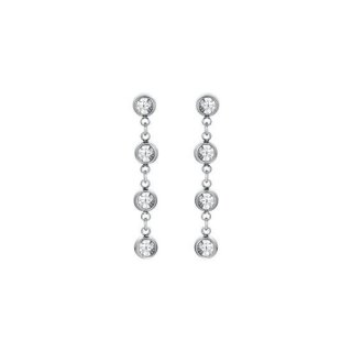 Luca Barra - Orecchini Donna Acciaio - Cristalli Bianchi - 4Cm