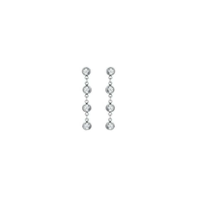 Luca Barra - Orecchini Donna Acciaio - Cristalli Bianchi - 4Cm