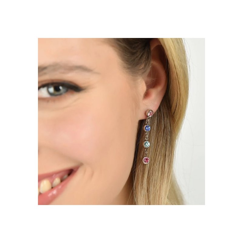 Luca Barra - Orecchini Donna - Acciaio - Cristalli Multicolor