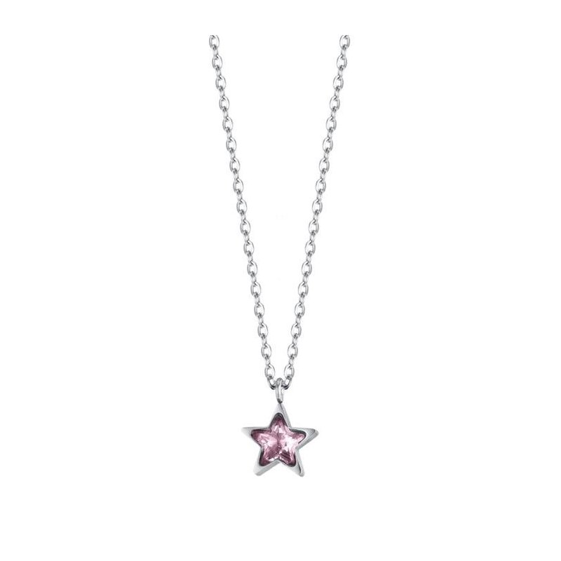 Luca Barra - Collana Donna Acciaio - Stella Rosa - Punto Luce