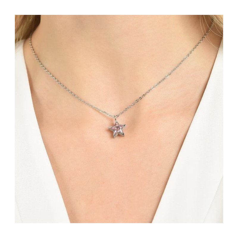 Luca Barra - Collana Donna Acciaio - Stella Rosa - Punto Luce