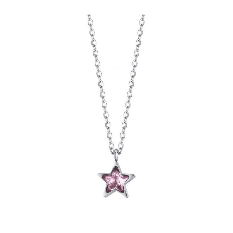 Luca Barra - Collana Donna Acciaio - Stella Rosa - Punto Luce