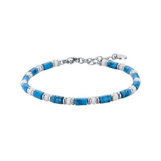 Luca Barra - Bracciale Uomo Acciaio - Pietre Azzurre - Pietre Bianche