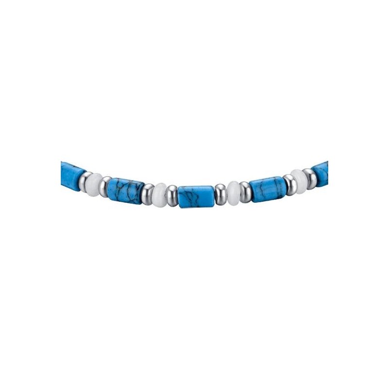 Luca Barra - Bracciale Uomo Acciaio - Pietre Azzurre - Pietre Bianche