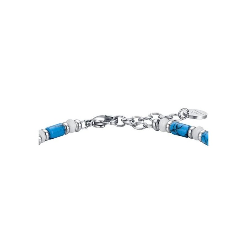 Luca Barra - Bracciale Uomo Acciaio - Pietre Azzurre - Pietre Bianche