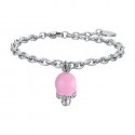 Luca Barra - Bracciale Donna Acciaio - Smalto Rosa - Cristalli Bianchi