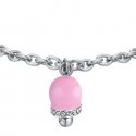 Luca Barra - Bracciale Donna Acciaio - Smalto Rosa - Cristalli Bianchi