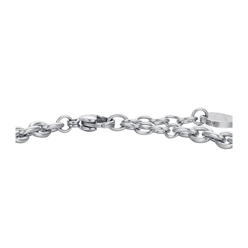 Luca Barra - Bracciale Donna Acciaio - Smalto Rosa - Cristalli Bianchi