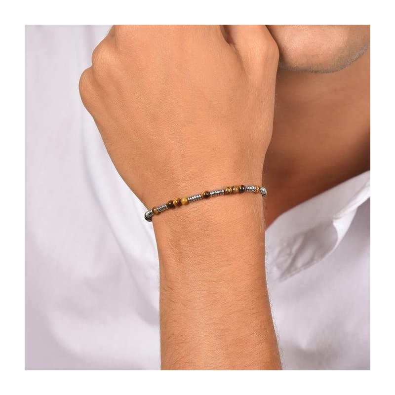 Luca Barra - Bracciale Uomo - Acciaio - Occhio Di Tigre