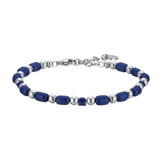 Luca Barra - Bracciale Uomo Acciaio - Ematite Blu - 21 Cm