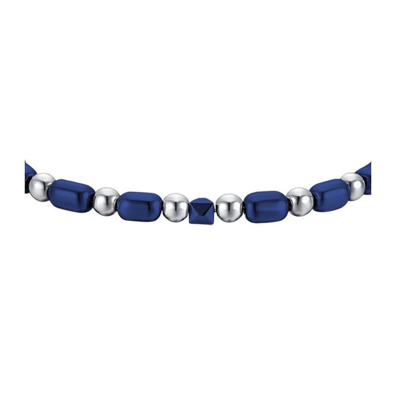 Luca Barra - Bracciale Uomo Acciaio - Ematite Blu - 21 Cm