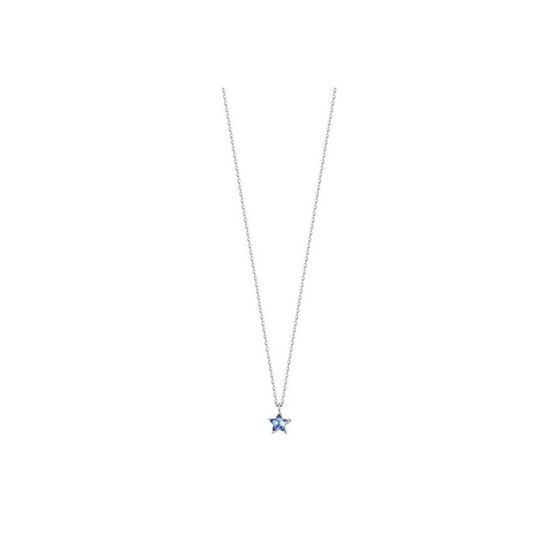 Luca Barra - Collana Donna Acciaio - Stella - Punto Luce Azzurro