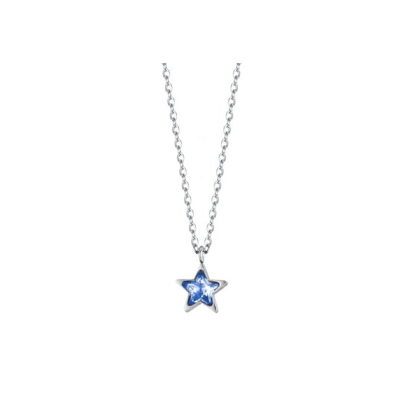 Luca Barra - Collana Donna Acciaio - Stella - Punto Luce Azzurro