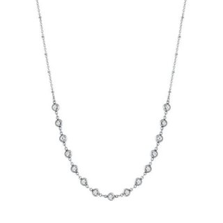 Luca Barra - Collana Donna Acciaio - Cristalli Bianchi - 40+5 Cm