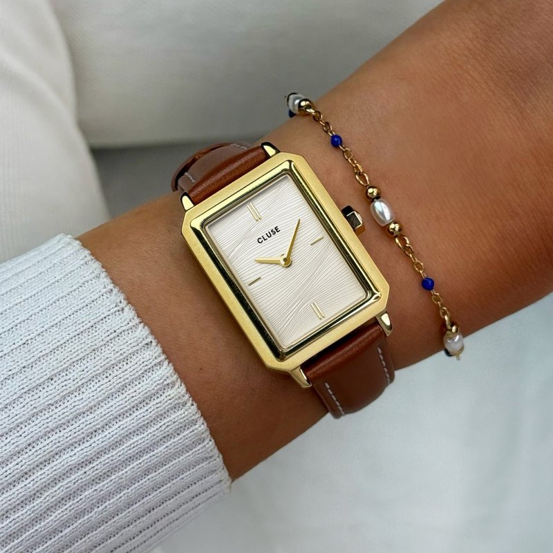 Cluse - Fluette Watch Leather - Pelle - Bianco Sabbia - Oro
