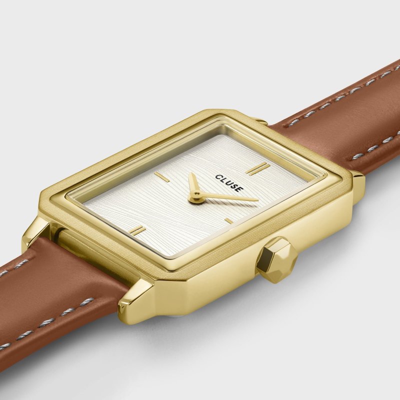 Cluse - Fluette Watch Leather - Pelle - Bianco Sabbia - Oro