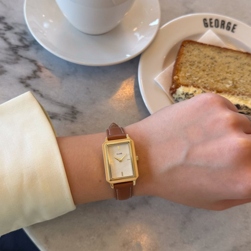 Cluse - Fluette Watch Leather - Pelle - Bianco Sabbia - Oro