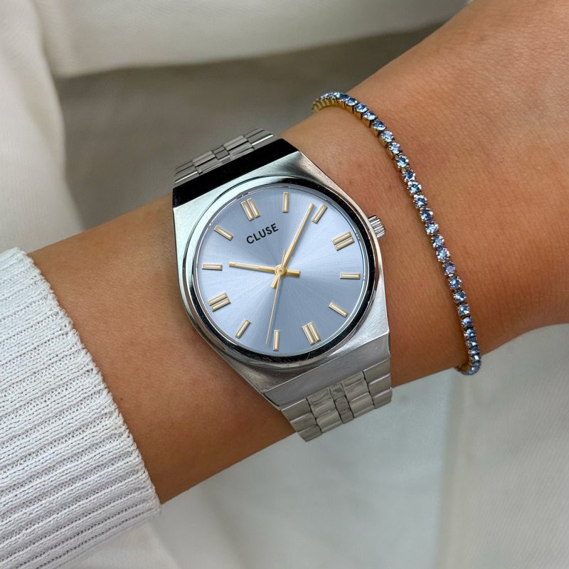 Cluse - Retro 70'S Watch - Acciaio Inossidabile - Quadrante Blu