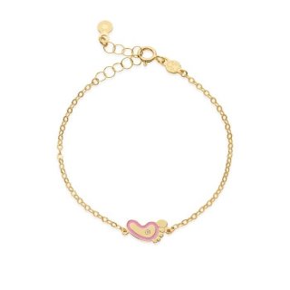 Le Bebé - Bracciale Lucciole - Oro Giallo - Piedino Rosa