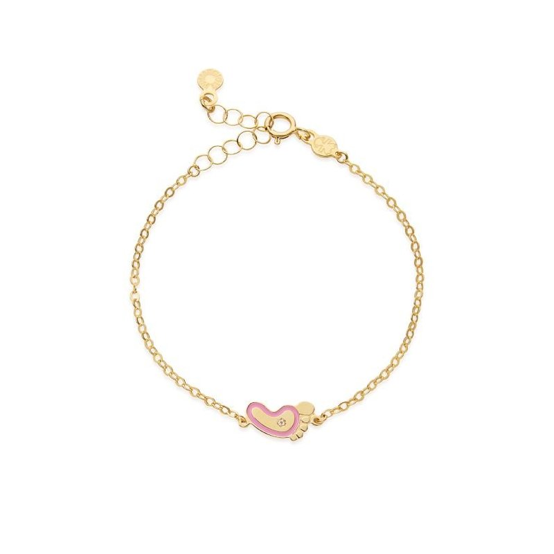 Le Bebé - Bracciale Lucciole - Oro Giallo - Piedino Rosa