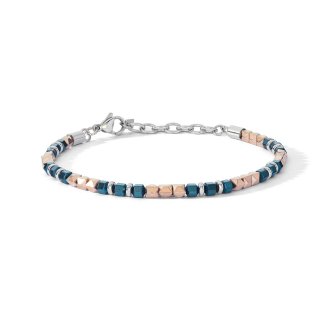 Bracciale In Acciaio, Ematite, Pvd Blu E Rosè