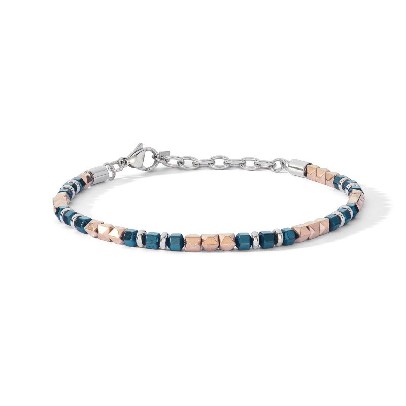Bracciale In Acciaio, Ematite, Pvd Blu E Rosè