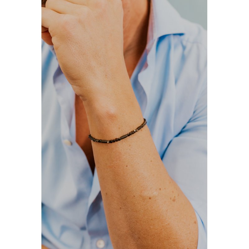 Bracciale Acciaio Con Ematite Nera