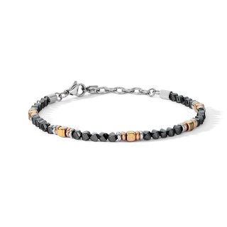 Bracciale Acciaio Con Ematite E Pvd Rosè E Giallo