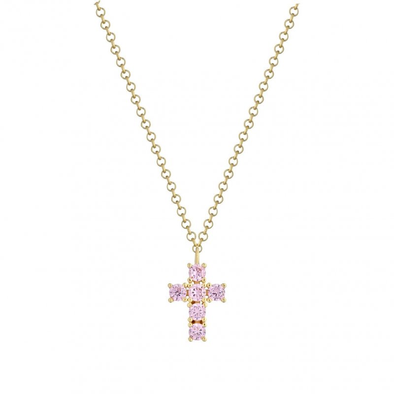 Laura Pjewels - Collana Croce - Argento 925 - Zirconi Rosa