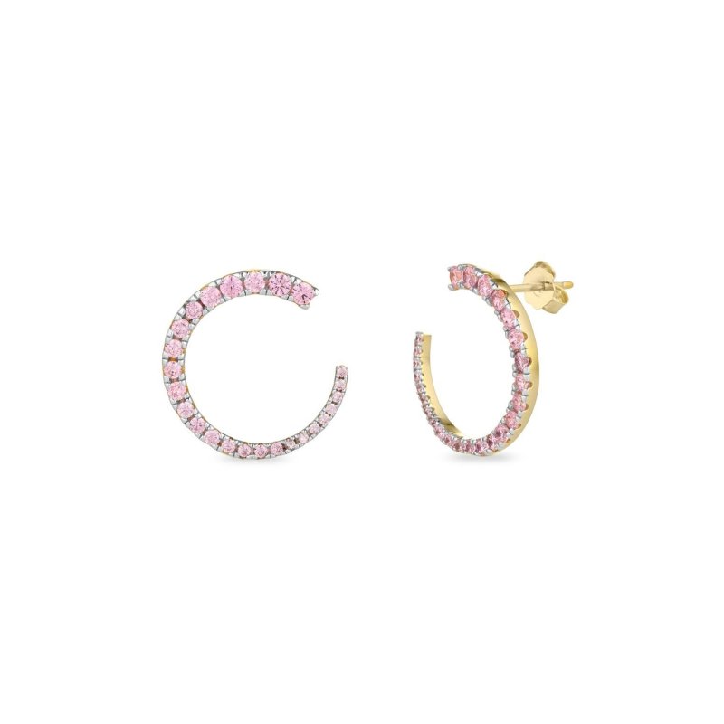 Laura Pjewels - Orecchini Luna - Argento 925 - Zirconi Rodolite