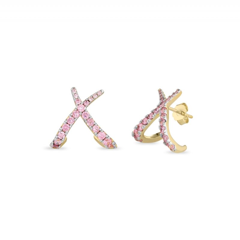 Laura Pjewels - Orecchini Incrocio - Argento - Zirconi Rodolite