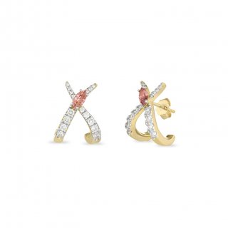 Laura Pjewels - Orecchini Incrocio Navette - Argento 925 - Rodolite
