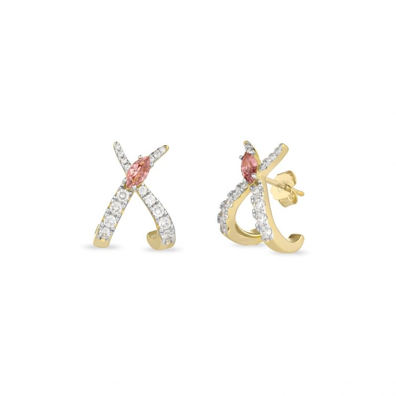 Laura Pjewels - Orecchini Incrocio Navette - Argento 925 - Rodolite