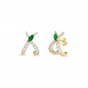 Laura Pjewels - Orecchini Incrocio Navette - Argento - Smeraldo