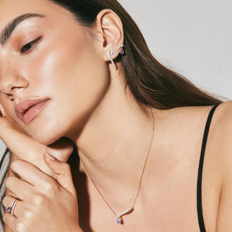 Laura Pjewels - Orecchini Onda Goccia - Argento 925 - Tanzanite